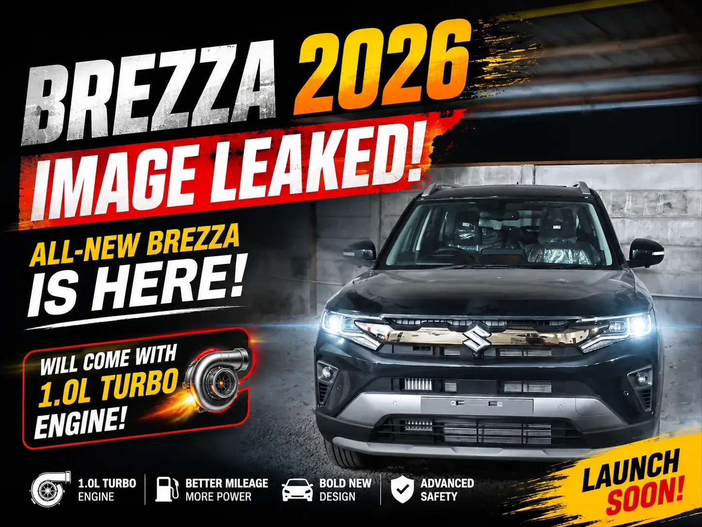 Maruti Suzuki Brezza 2026 Leaked: Turbo-Petrol Engine, 10.1-inch Screen & All Key Upgrades Revealed!